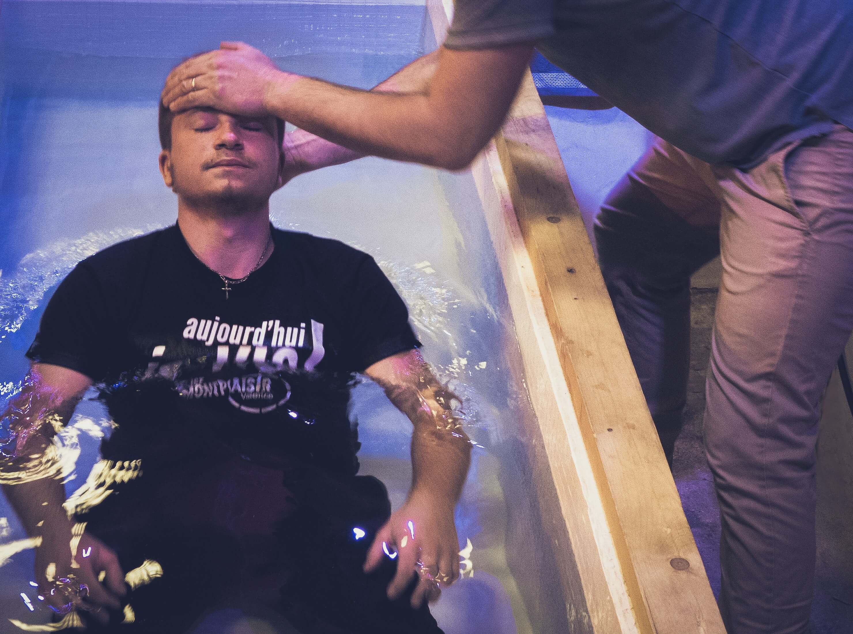Man being baptized